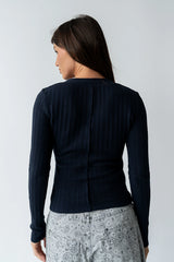 Mckayla Textured Top in Navy