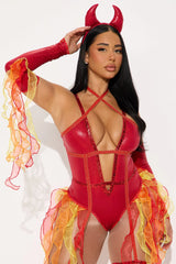 Flamin' Devil 4 Piece Costume Set - Red/combo