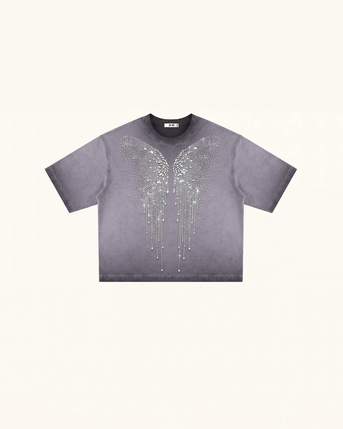 The Angelic Dripping Crystal Wings Tee - Smoke Purple