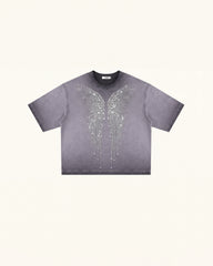The Angelic Dripping Crystal Wings Tee - Smoke Purple
