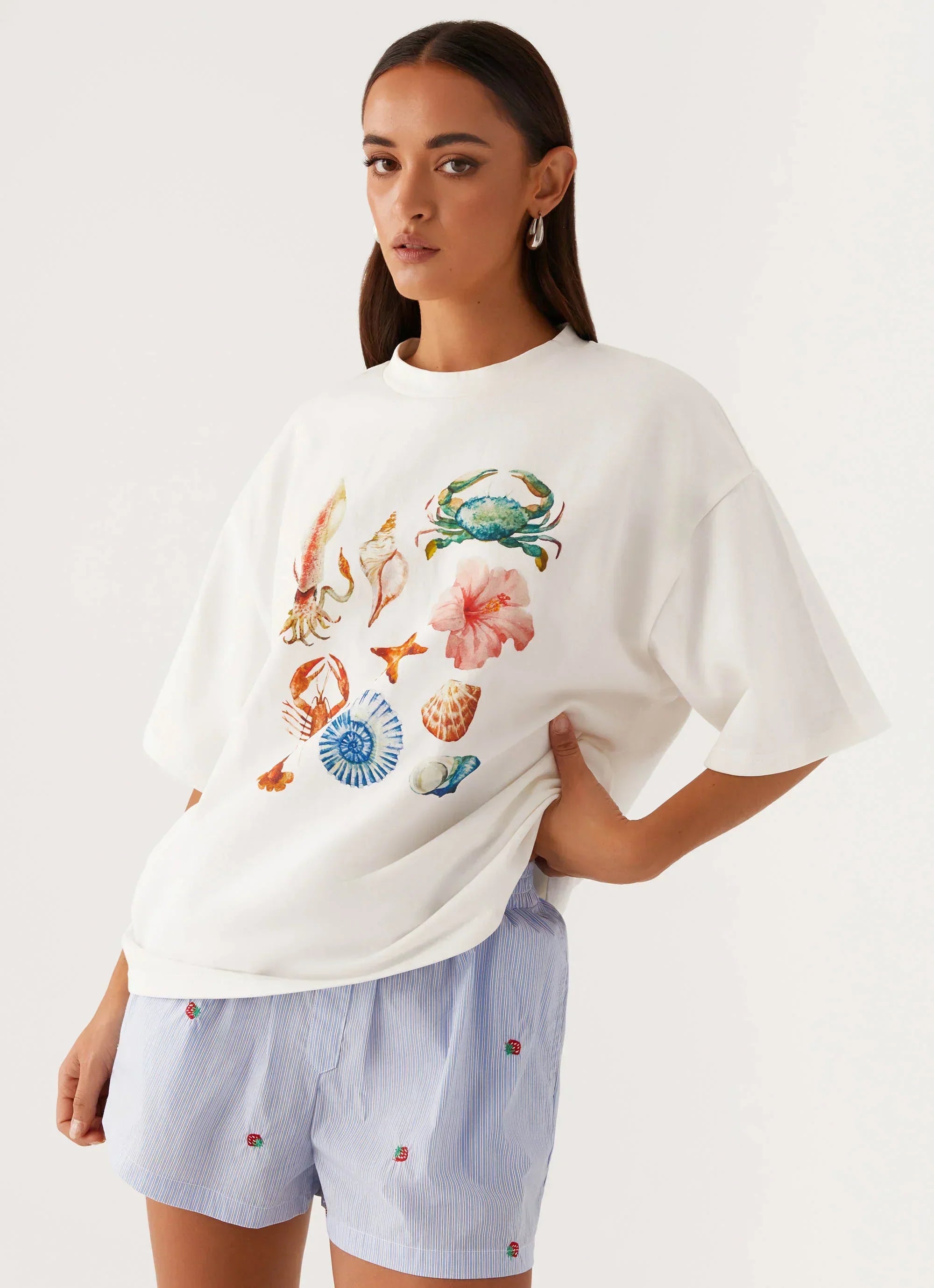 Born To Have Fun Oversized Tee - White