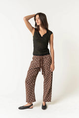 Priya Polka Dot Barrel Jeans in Brown