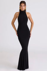 black backless silhouette maxi dress - limited edition