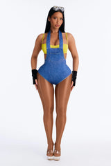 Babe In Overalls 4 Piece Costume Set - Blue/combo