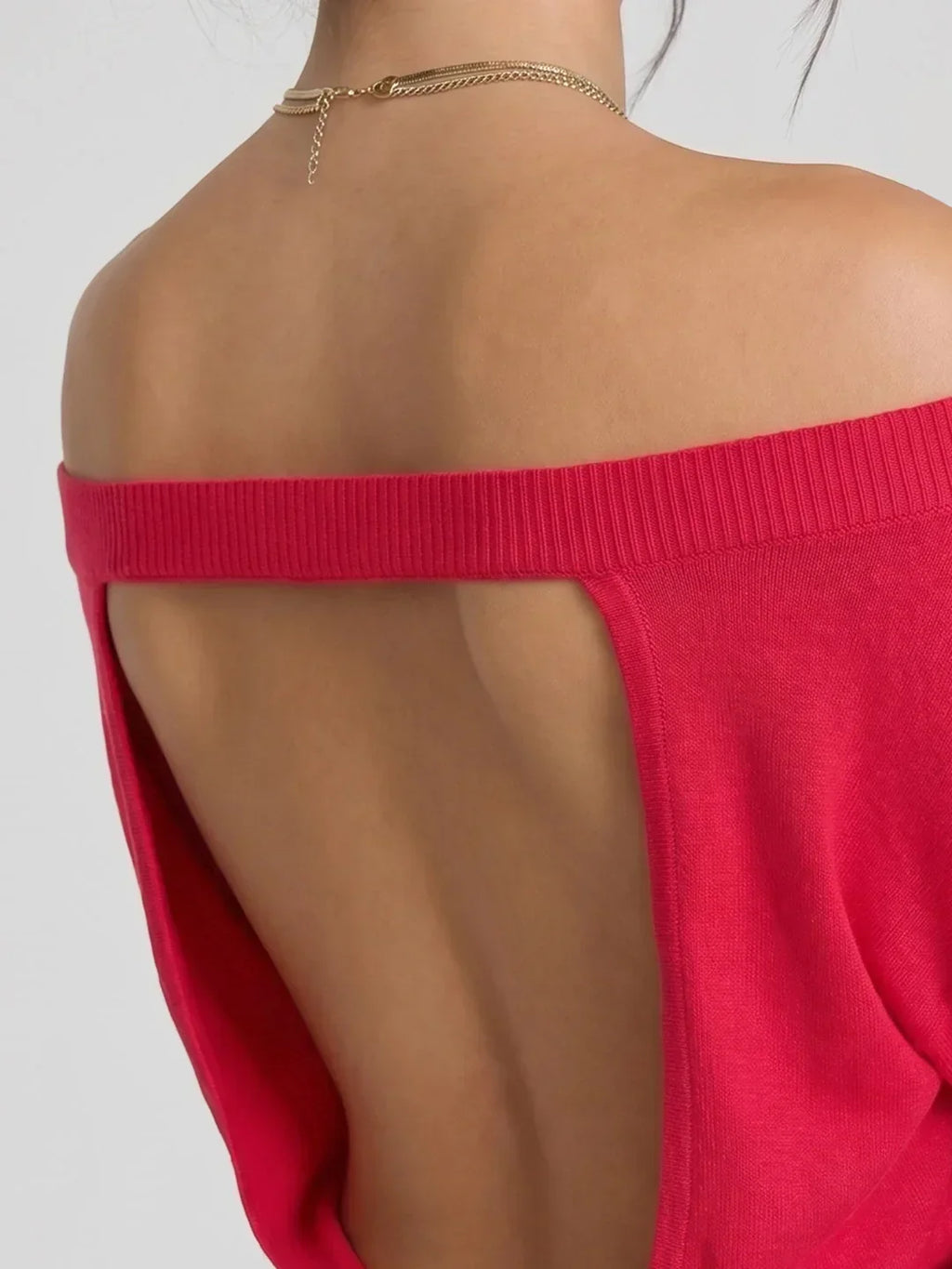 Fine-Ribbed Off-Shoulder Mini With Back Cutout Detail