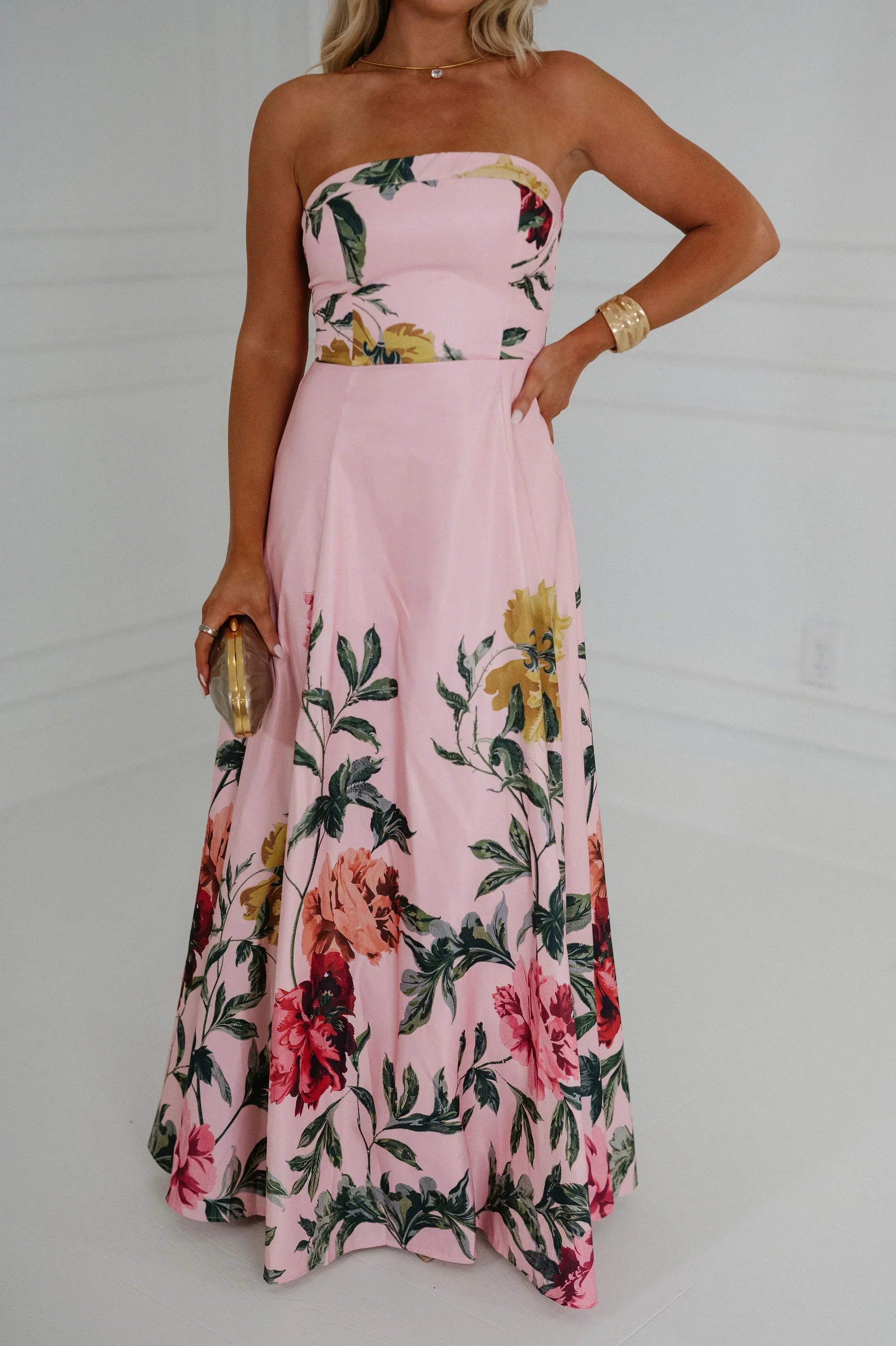 Jasmine Floral Maxi Dress-Pink Garden