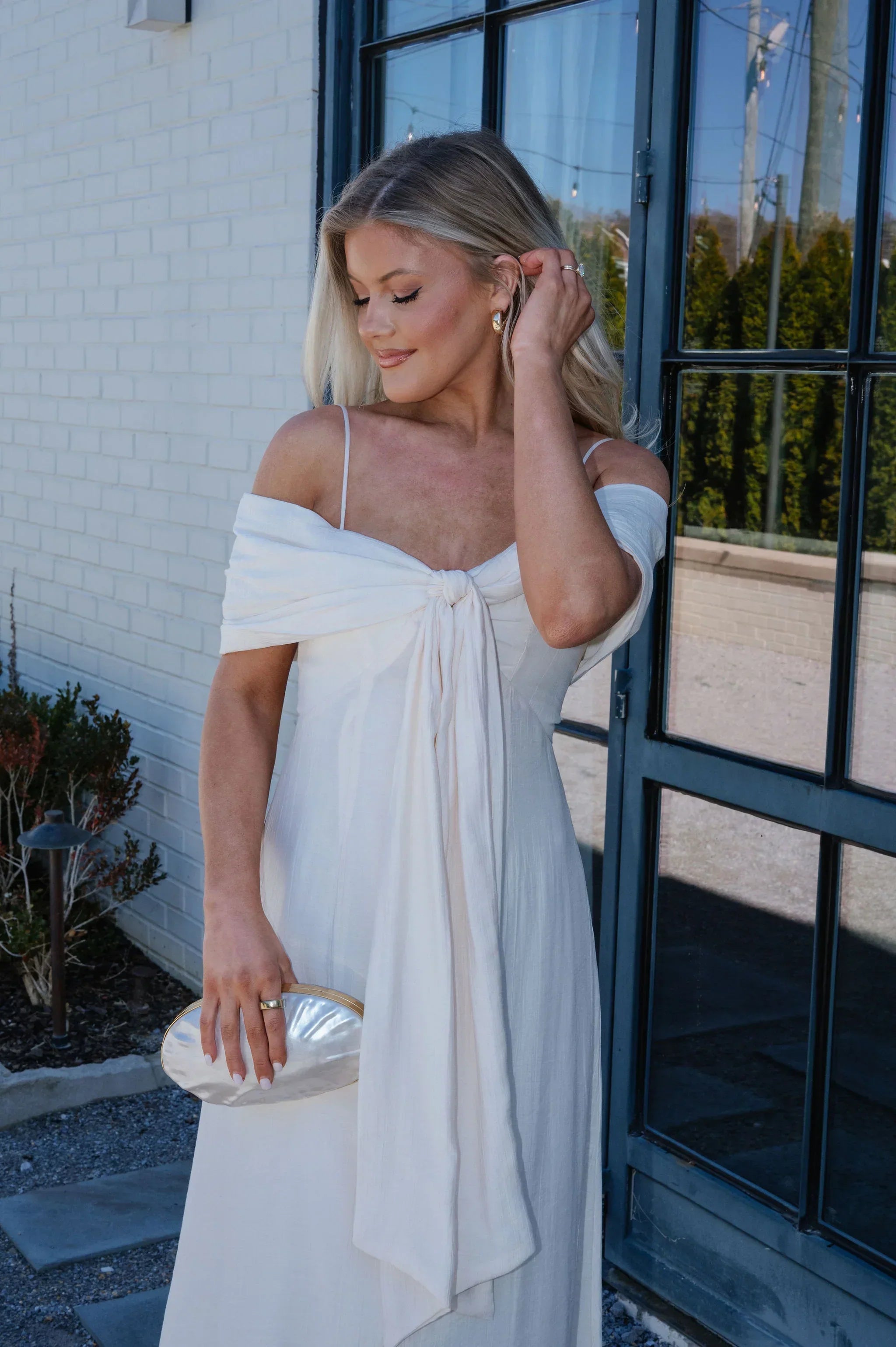Lana Bow Dress-Cream