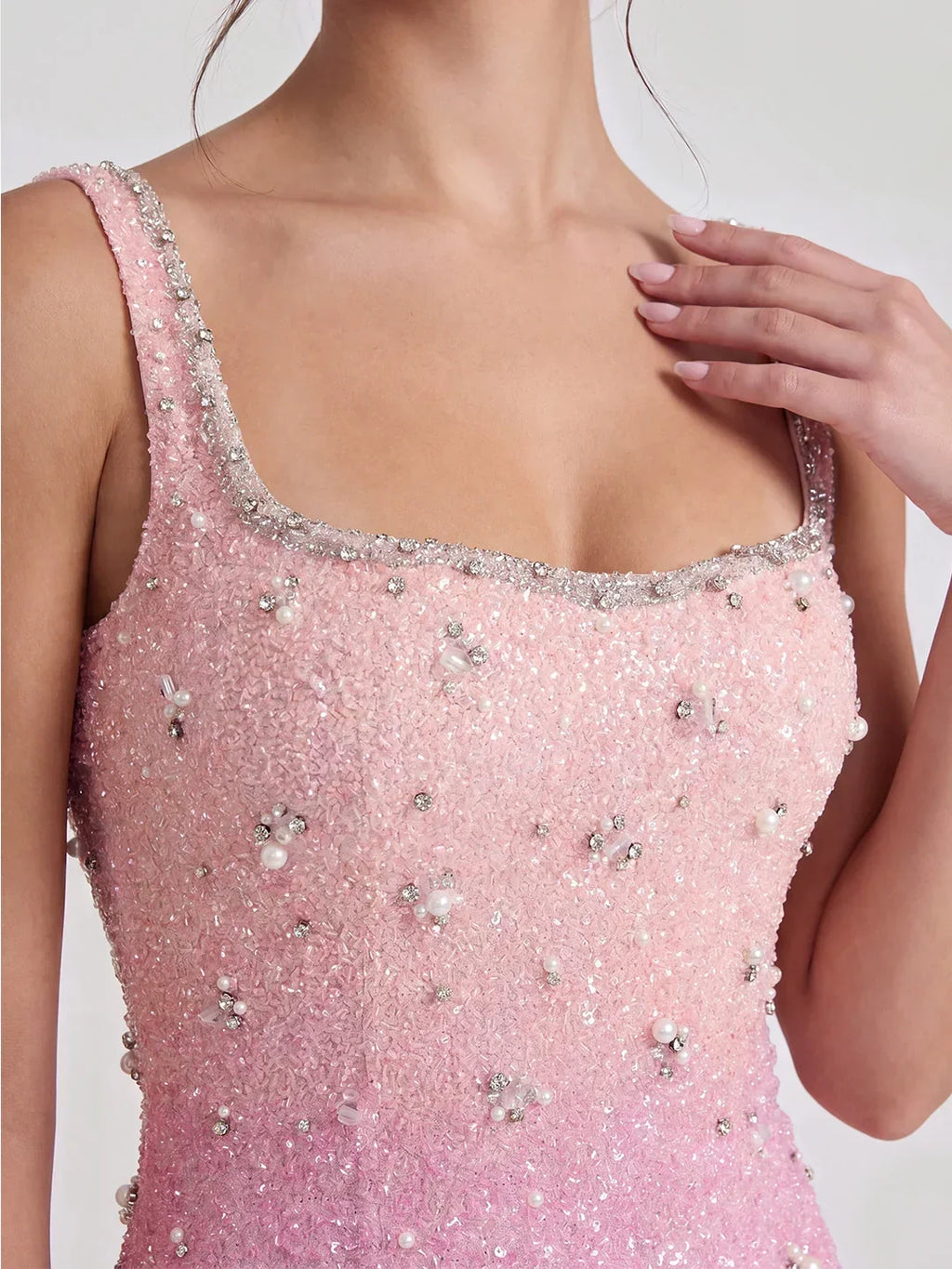 Dazzling Ombré Sequined & Beaded Mini Dress