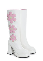 Groovy Shindig Platform Boots - White