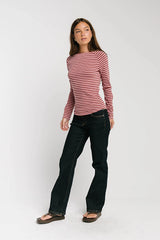 Lyza Striped Top in Burgundy