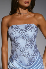 Little Temptation Strapless Embellished Satin Mini Dress Blue