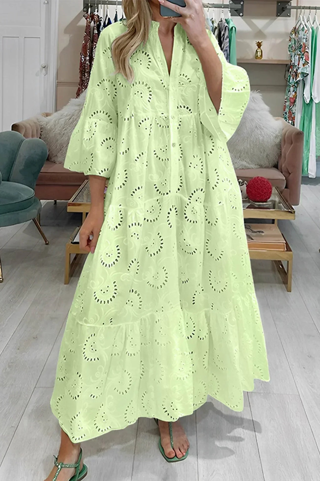 Bohemian Embroidered Cotton Maxi Dress - Lightweight, Flowy & Effortlessly Chic