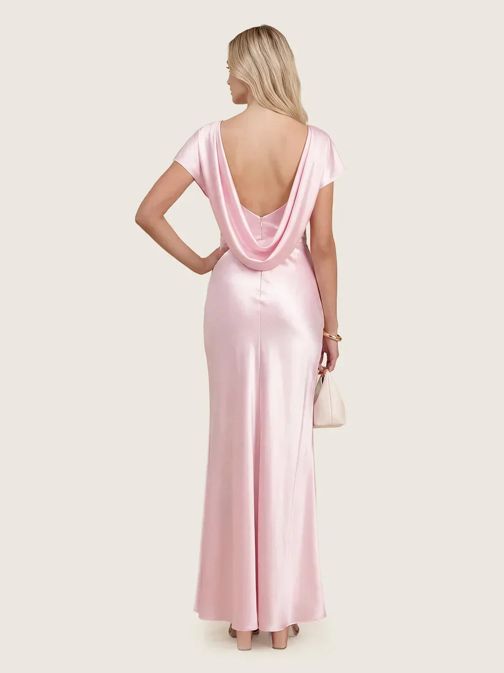 Captivating Presence Satin Cowl Back Maxi Dress