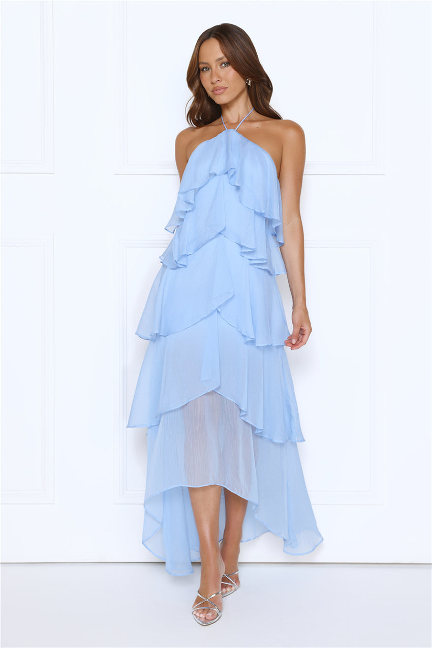 Dreamlight Affair Halter Maxi Dress Blue