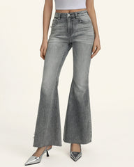 Seraphic Crystal Back Wing Bell Bottom Jeans - Smoke and Mirrors