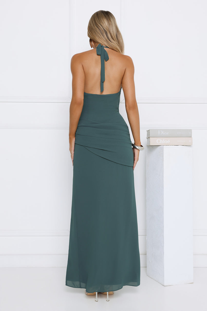 Effortless Elegance Halter Maxi Dress Green