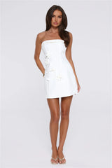 Blushing Hour Strapless Mini Dress White