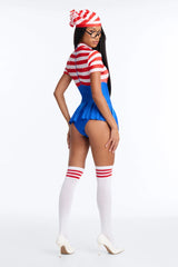 Find Me Babe 4 Piece Costume Set - Blue/combo