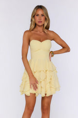 A Girl Can Dream Strapless Mini Dress Yellow