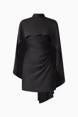 Auriella Cape Mini Dress in Black