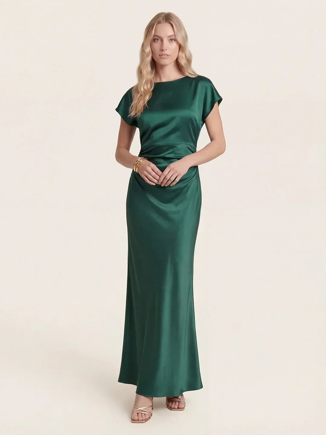 Captivating Presence Satin Cowl Back Maxi Dress