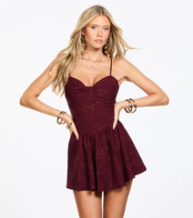 Bow Moment Sweetheart Jacquard Skater Romper