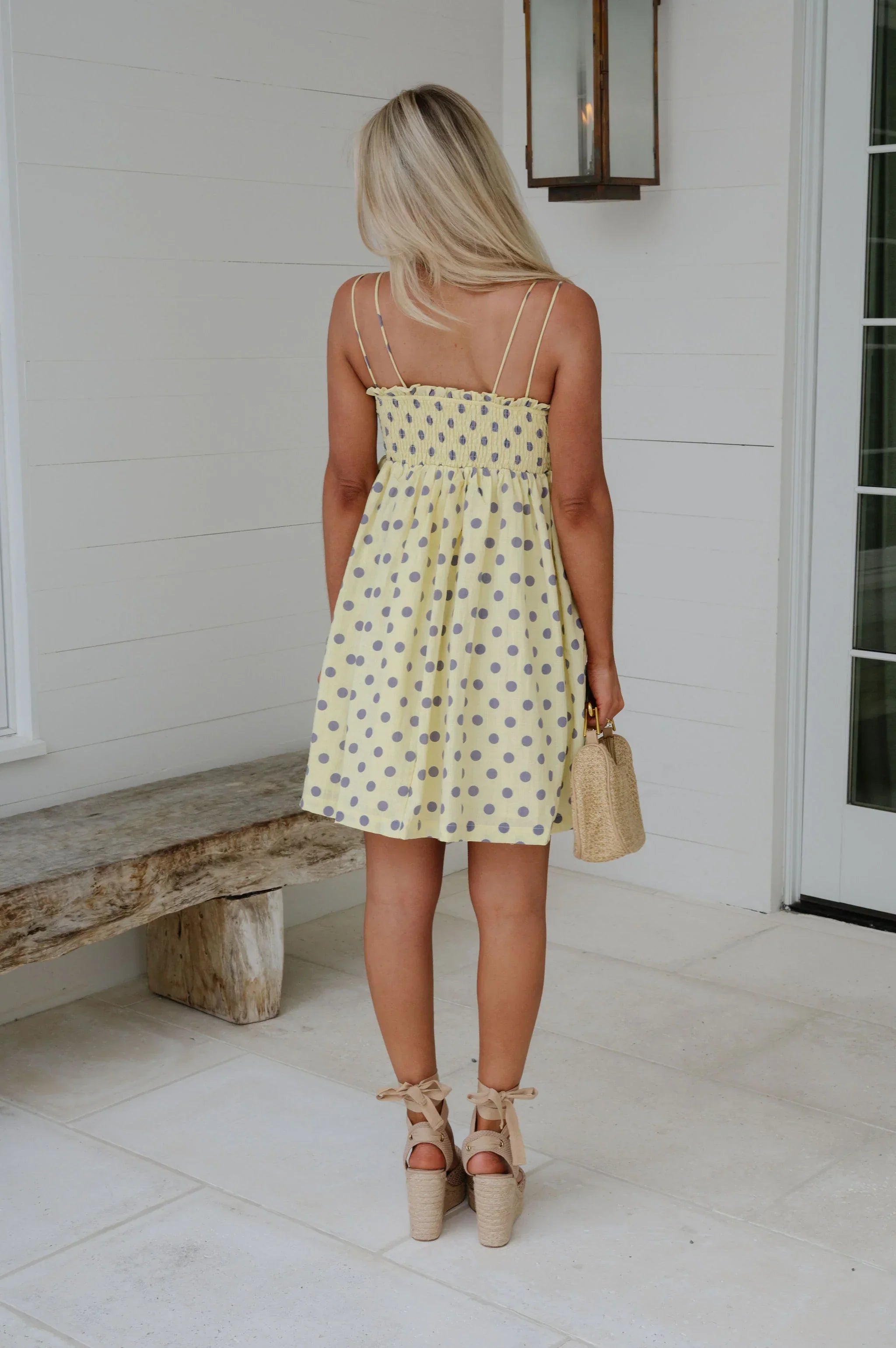 Julie Polka Dot Babydoll Dress-Butter Yellow
