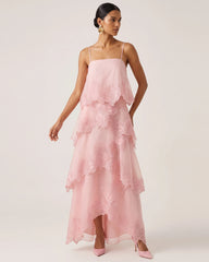 Orchid Embroidered Layered Maxi Dress - Blush Powder
