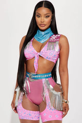 Spaced Out Cowgirl 5 Piece Costume Set - Pink/combo