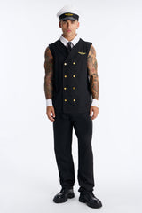 Airline Pilot 5 Piece Costume Set - Black/combo