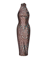 Cleo Halter Tie Midi Dress - Warped Check