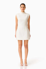 Elysia Lace Mini Dress in White