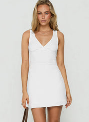 Kasiana V Neck Crossover Mini Dress White