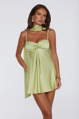 Diva Energy Satin Mini Dress Lime