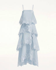 Orchid Embroidered Layered Maxi Dress - Light Blue