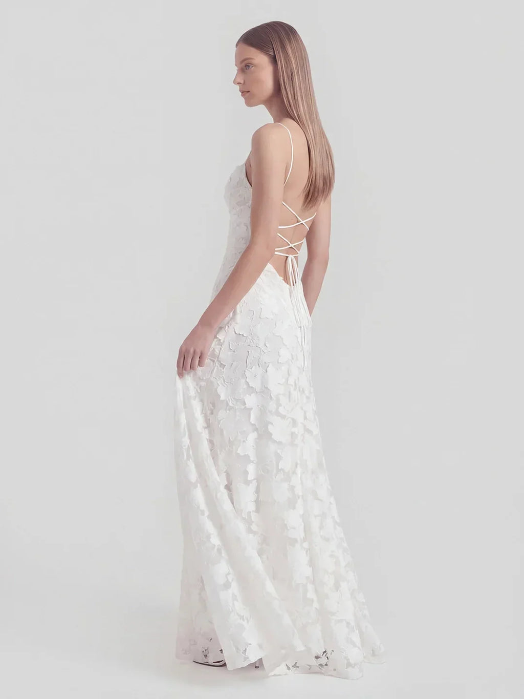 Floral-Burnout Cowl Neck Gown