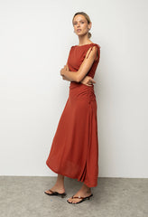Remi Textured Maxi Dress in Brick