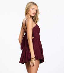 Bow Moment Sweetheart Jacquard Skater Romper