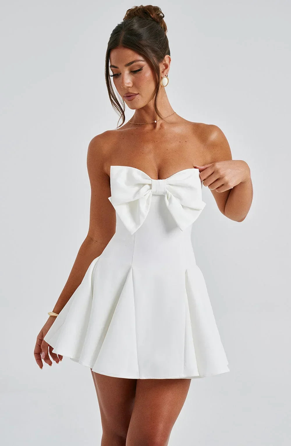 Holly – Strapless Playsuit With Bow Detail