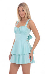 Gathered Mini Dress in Aqua