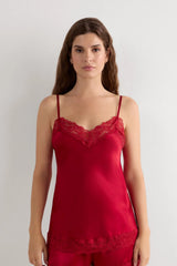 Lace Trim Silk Camisole Top