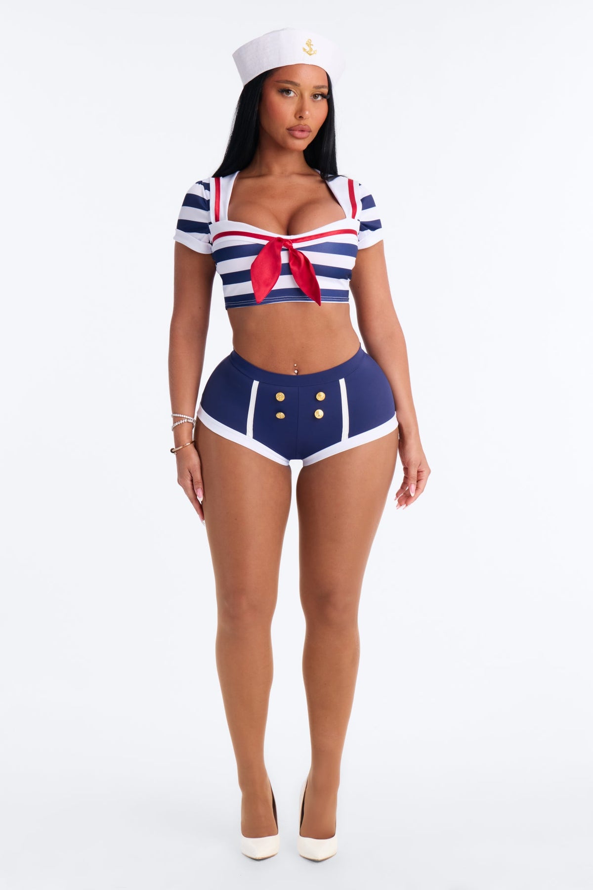 Captain's Temptation 3 Piece Costume Set - Navy/combo