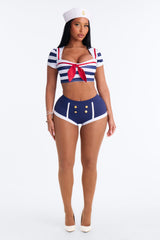 Captain's Temptation 3 Piece Costume Set - Navy/combo