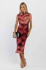 Jenny Mock Neck Floral Midi Dress