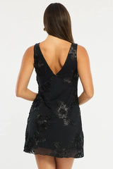 Black A Line Mini Dress Sleeveless