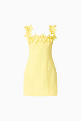 Cara Square Neck Mini Dress in Yellow