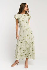 Savannah Floral Midi Dress in Green