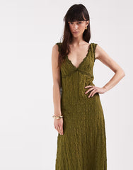 lace cami maxi dress in olive