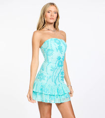 Spark Garden Sequin Floral Ruffle Dress