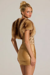 Faux-Fur Short Sleeve Bolero in Mink